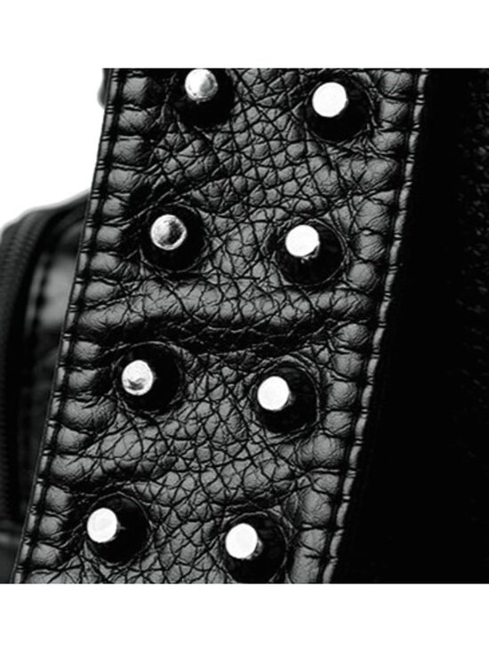 Trendy Women\'s Rivet Backpack - Soft Leather, Multi-Pocket, Zipper Satchel Bag main image 4